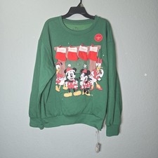 NWT Disney Mickey Mouse Sweatshirt XXL Light Up Green Ugly Christmas Sweater