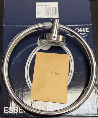 Grohe Essentials Wall Mount 7-1/16  Towel Bathroom Ring Chrome 40365001