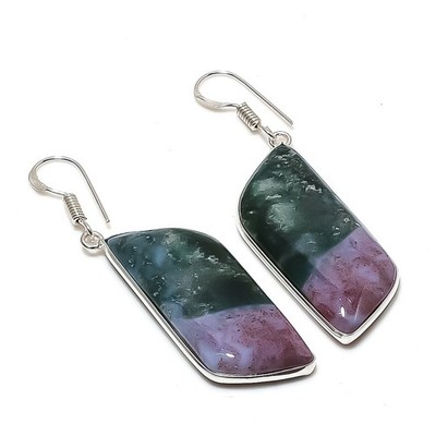 Bloodstone Gemstone 925 Sterling Silver Jewelry Earring 2.25'' Gift for Her r125