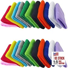 24PCS Colorful Sports Wristbands Cotton Sweatband Wristbands Wrist Sweatbands