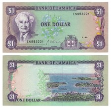 Jamaica 1 Dollar (1990) - Bustamante/Kingston Harbor, p-68Ad, B224f UNC