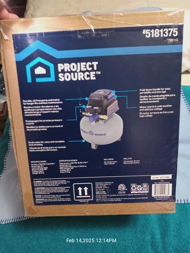 Project Source 3-Gallons Portable 110 PSI Pancake Air Compressor - NEW - Picture 2 of 7