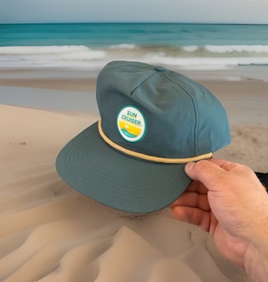 Sun Cruiser Iced Tea Vodka Snapback Hat Teal Nylon Rope Cap Beach Surf