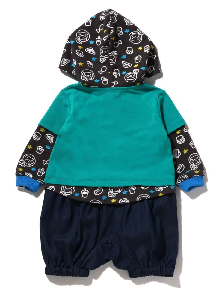 Mameluco en capas Bape Kids Baby Milo comida chatarra en verde talla 70 Foto 2 de 2