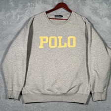 Vintage Polo Ralph Lauren Sweatshirt Mens XL Gray POLO Spell Out Crewneck USA 