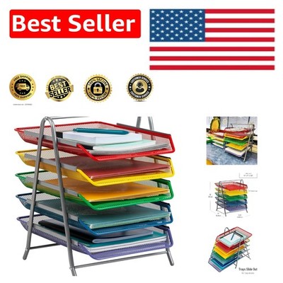 Non-Slip 5-Tier File Organizer with Assorted Colors - Ideal for Classroom Use
