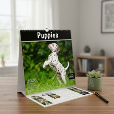 Puppies Calendar 2026 Wall 12 x 24 Inches Thick Paper Holiday Gift