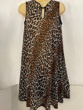 Vtg VANITY FAIR LEOPARD Nightgown THIN SILKY SOFT NYLON Shift Gown Dress XS 60s