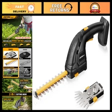 Cordless Hedge Trimmer 2-in-1 Electric Bush & Grass Shears for Gardening
