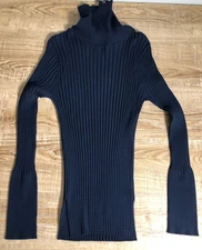 Per Se by Carlisle Ribbed Turtleneck Sweater Navy XXL Stretch Ribbed Cuff