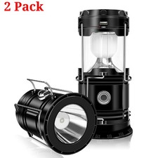 2X Solar Portable LED Flashlight USB Rechargeable Camping Tent Light Lantern Lam