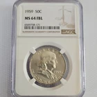1959 Franklin Half Dollar MS 64 FBL NGC Philadelphia Silver Coin