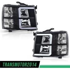 Led Bar Tube Headlights Fit For 07-13 Chevy Silverado 1500 2500 Black