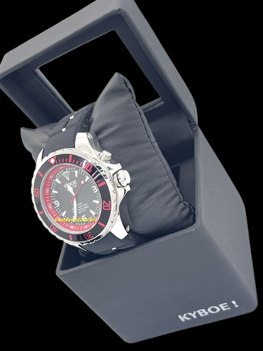 Kyboe! Mens Watch Giant 48MM Stainless Steel Case Black Silicone Band 100M WR - 第 4/11 張圖片