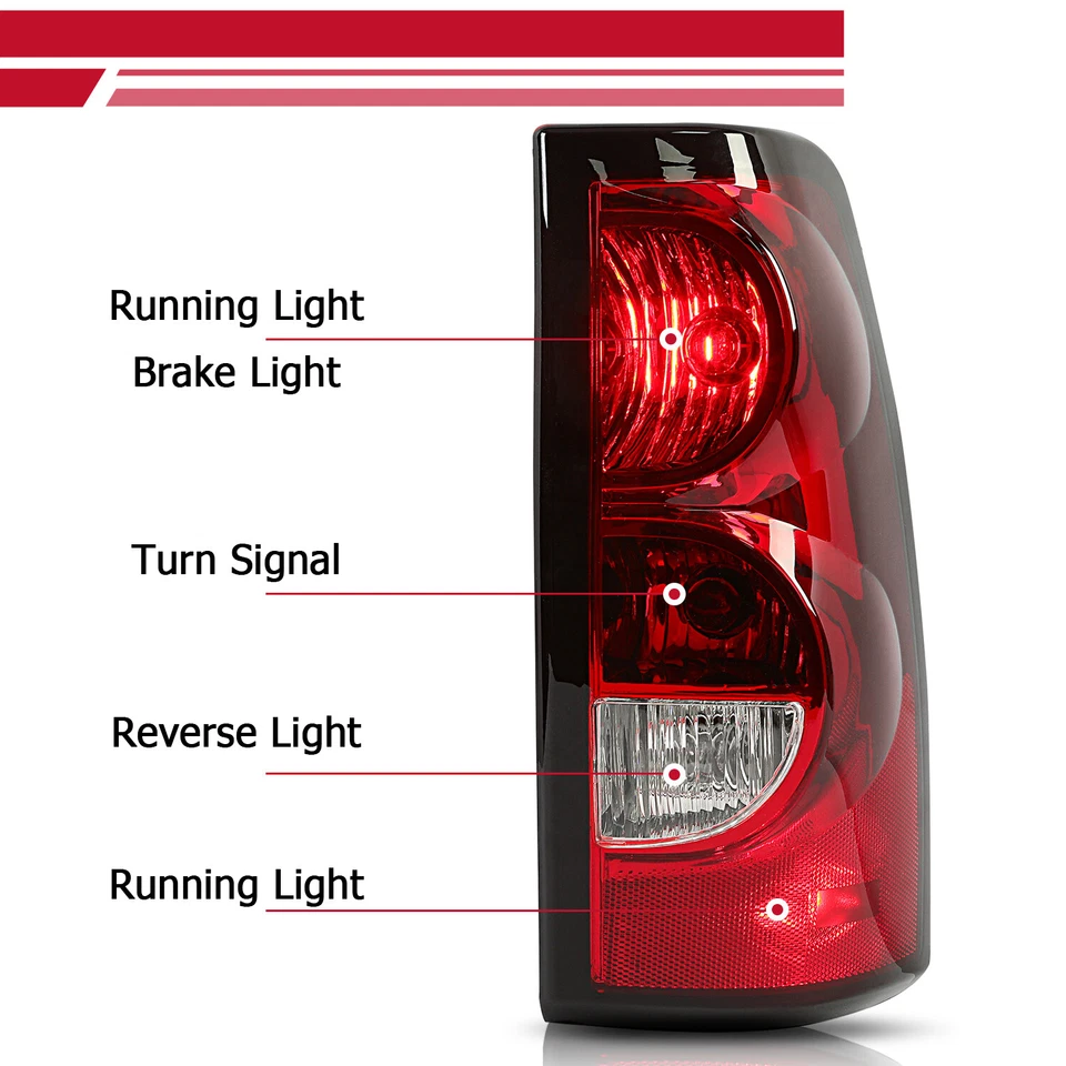 Luces traseras de freno rojas para Chevy Silverado 1500 2500 3500HD 2003-2006 con bombillas DOT Foto 2 de 4