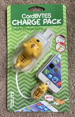 Tzumi - Bytes Charge Pack Connector Plug Protector With Wall Charger Tiger 2 Pc