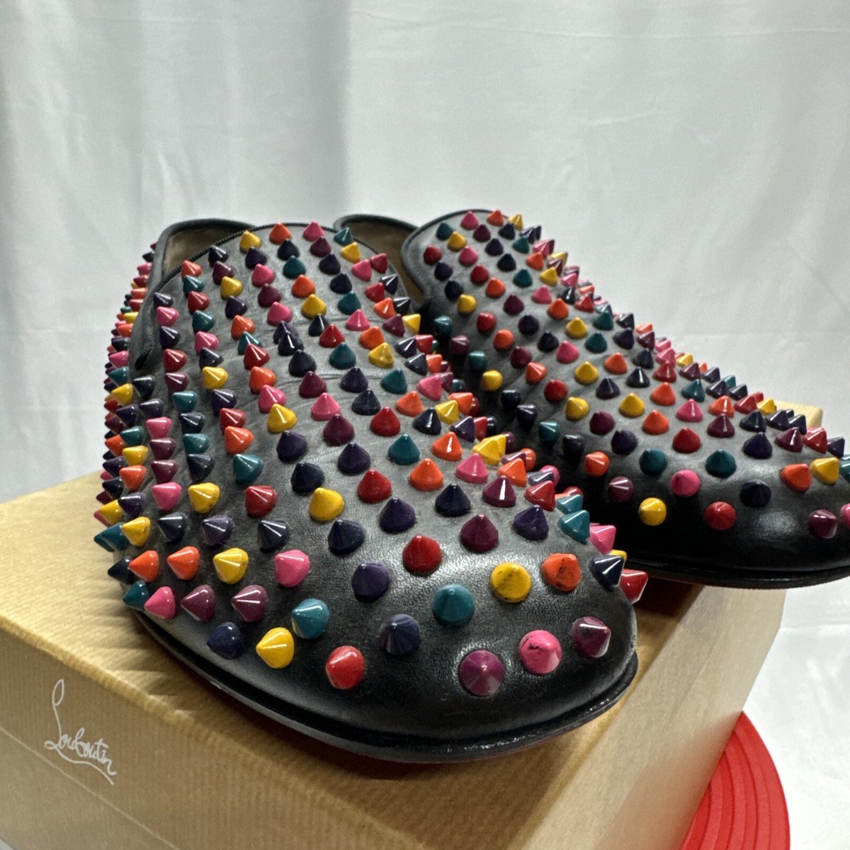 Christian Louboutin Mens Rollerboy Spikes Black Multi Flat Christian Louboutin Mens Rollerboy Spikes Black Multi Flat