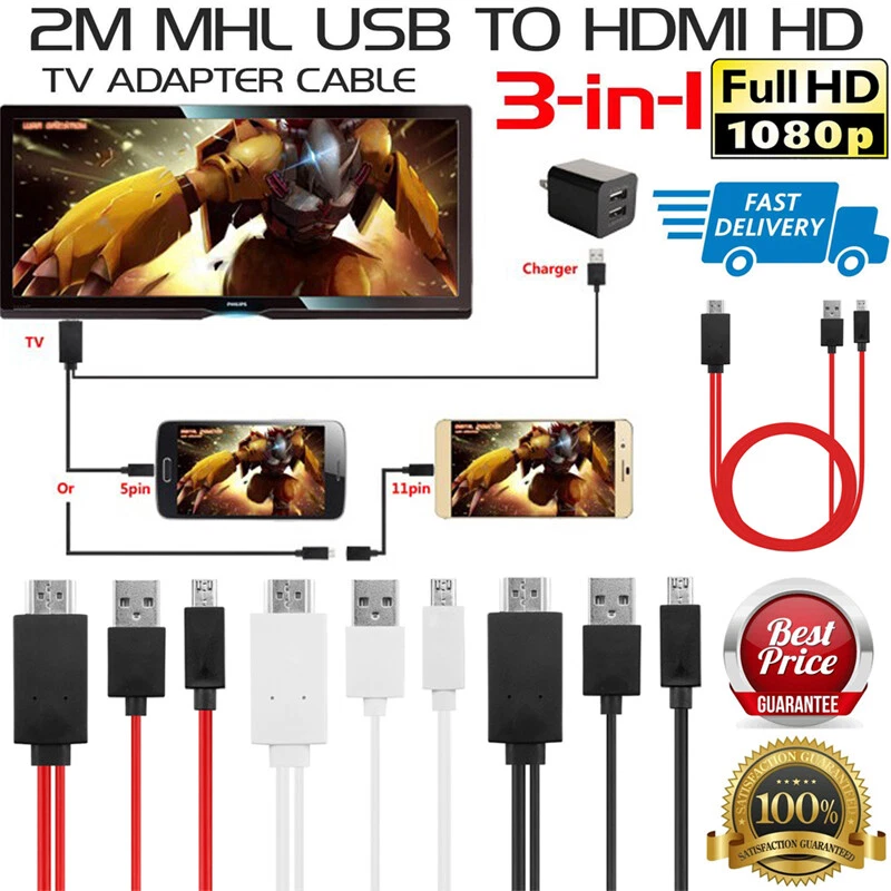 Cable adaptador MHL Micro USB a HDMI 1080P HD TV para Telefono