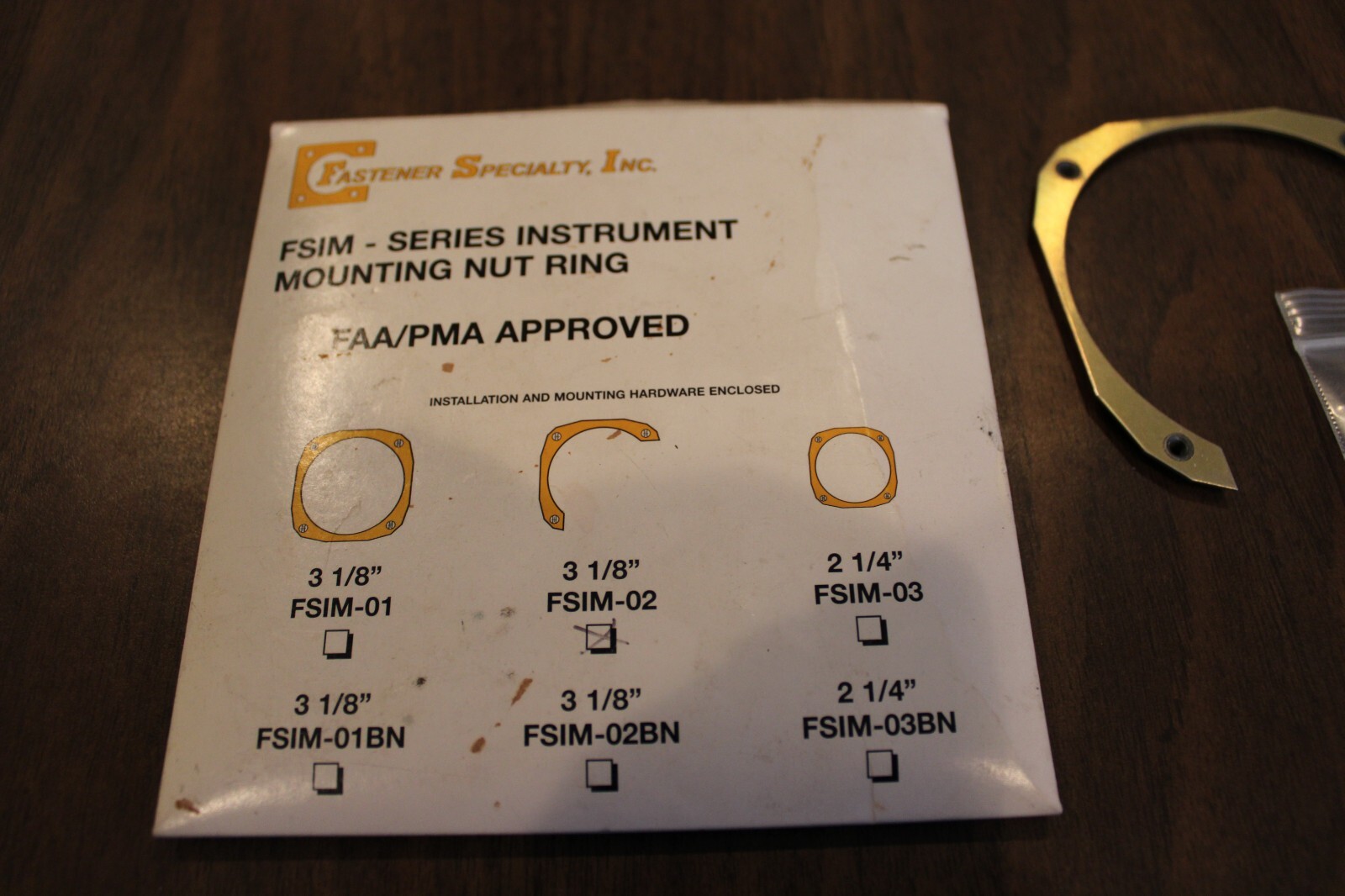 Fastener Specialty, Inc. P/N FSIM02 3.125" Instrument Mount Ring