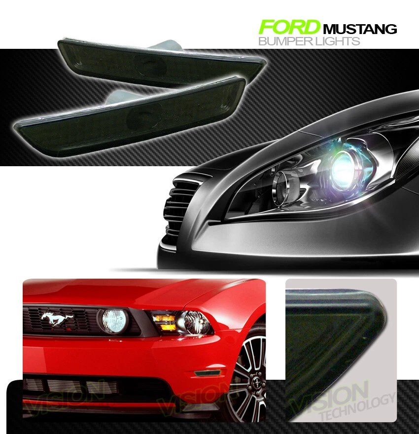 Luces reflectoras laterales de parachoques delantero tinte humo para Ford Mustang V6 10-14 Foto 2 de 2