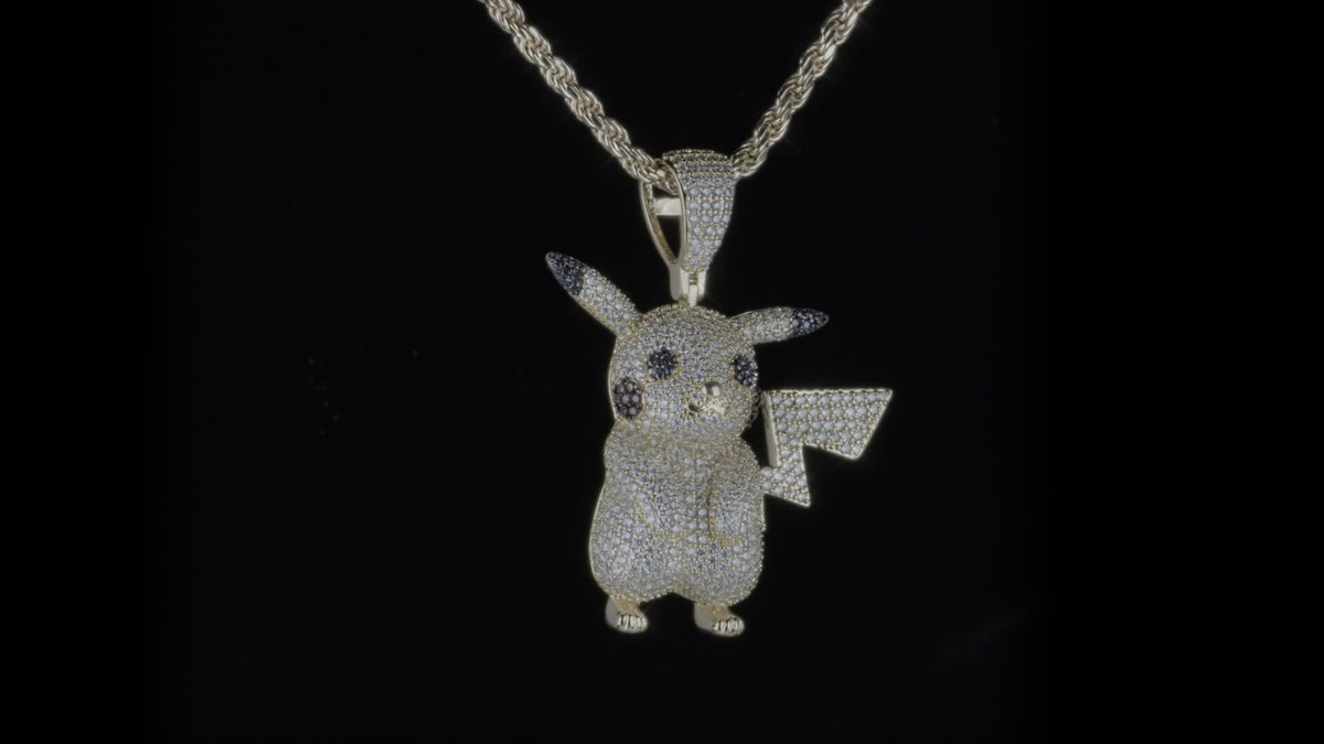 MOISSANITE Real 925 Silver/Gold Plated Iced Pickachu Pokemon