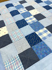 Baby Quilt Handmade Blue Patchwork Crib Bedding Cars Trucks 40" x 40" New