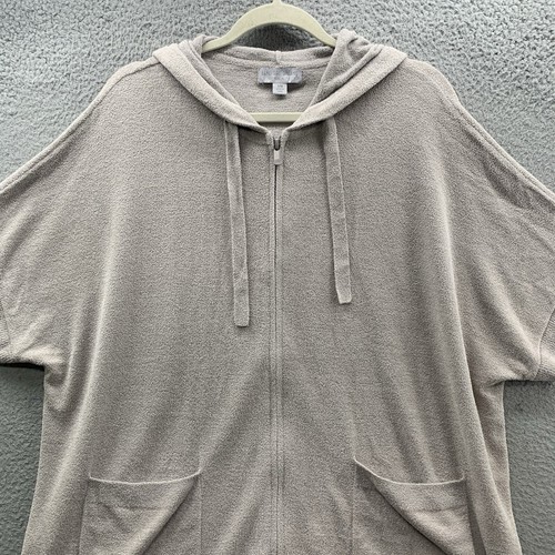 Barefoot Dreams Cozy Chic Lite Full Sip Short Sleeve Hoodie Gray Women’s S/M - Picture 5 of 11