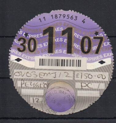 GB Road Tax Disc - Nov. 2007 - siehe Kommentare in Beschreibung und unten