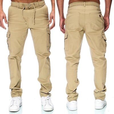 Herren Jogger Cargo Chino Jeans Hose Neu 