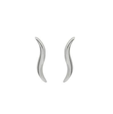 925 Sterling Silver Solid Plain Curved Wave Bar Stud Earrings Ear Piercing K16A