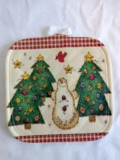 Snowman Trees Pot Holder Star of Wonder Blonder Home 8" Red Green Christmas