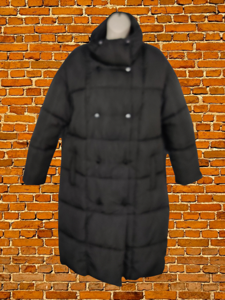 WOMENS PRINCIPLES SIZE UK BLACK LONG PADDED PUFFER DUVET JACKET