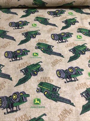 John Deere baby toddler sheets set  tan Farm Country combines tractors
