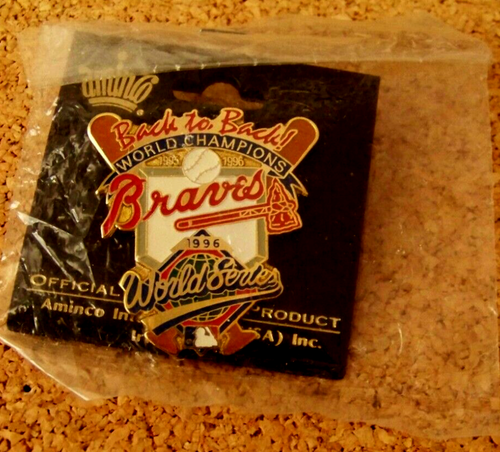 1995 1996 World Series Champions Atlanta Braves pin B2B Back-to-Back m&d - Picture 3 of 6