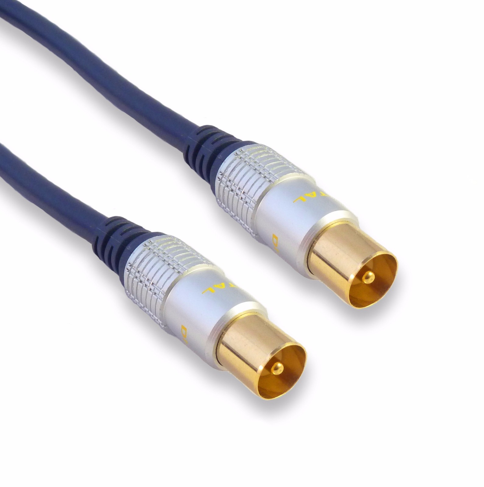 Premium Gold 2m M-M TV Aerial Lead RF Coaxial Aerial Antenna Cable