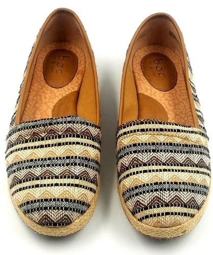 BOC Born Concept Women's Flat Canvas Abstract Print Beige Brown Shoe US 9M - Picture 2 of 8