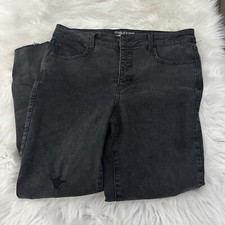 maurices Ever Flex high-rise black distessed skinny jeans 14 button fly