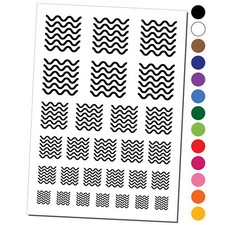 Wavy Line Pattern Temporary Tattoo Water Resistant Fake Body Art Set Collection