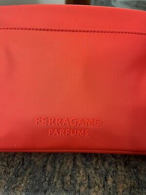 Salvatore Ferragamo Parfums Red With Black Zipper Cosmetic Salvatore Ferragamo Parfums Red With Black Zipper Cosmetic