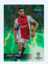 2020-21 Jurrien Timber Topps Stadium Club Chrome Yellow/Green Rookie Card 37/75. rookie card picture