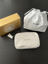 CHANEL Holiday Gift Set 2023 White and Gold Cosmetic Pouch  Dust Bag  Sample