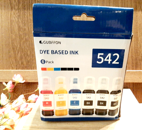 6 Pk 542 Ink Refill Bottles Compatible for Eco tank Pro ET-5150 ET-5170 ET-5180