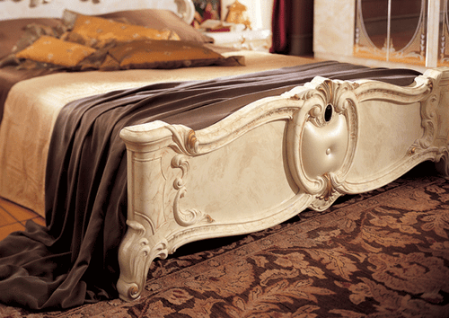 ESF Barocco 6 Piece Ivory on Ivory Finish King Size Bedroom Set, Made in Italy - Picture 3 of 6