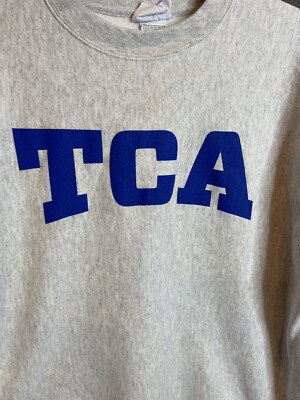 Vintage TCA College Singapore Reverse Weave Sweatshirt Pullover Gray Adult M