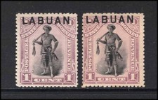 M26953 Labuan 1894 1c Grey/Mauve types Sg 62b/c m/m Cat &pound;62