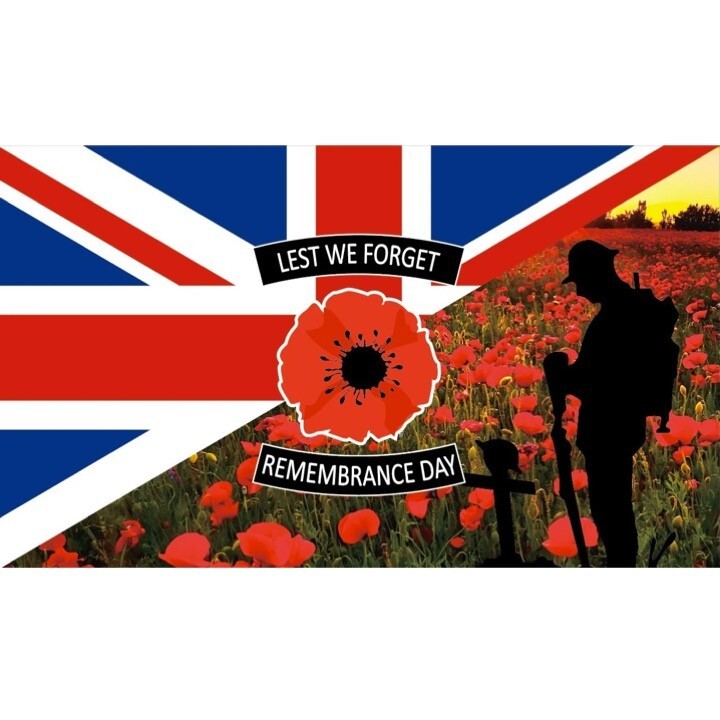 5' X 3' Lest We Forget Flag Soldiers Poppies REMEMBRANCE DAY