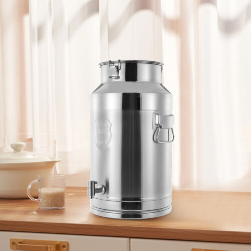 35L Stainless Steel Milk Can Wine Pail Bucket Jug Lid Oil Barrel Canister Bottle