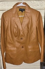 Chadwicks Of Boston Leather Jacket Size 6 Women's Lined Buttons Pockets Brown