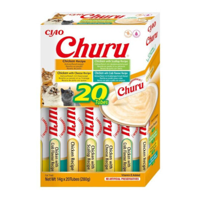 Inaba Cat Churu 20x14g (280g) Cremiger Snack für Katzen Pasta Mix mit Hähnchen