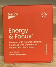 Neuro Gum ENERGY & FOCUS L-Theanine B6 B12 CINNAMON - 9 pieces - *READ*